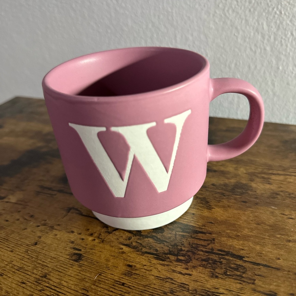 Kirklands Pink Mug with White Monogram ✨BEST GIFT IDEA🎄